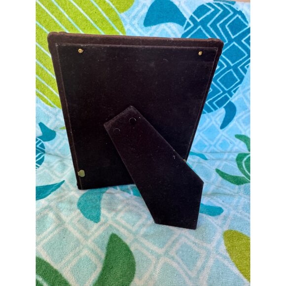 Vintage 80's Gold & Silver Tone Tabletop Picture Frame With Velvet Back Stand - Picture 5 of 7